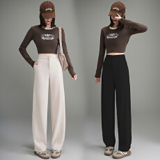 批发香蕉裤女装2025秋冬款新款羊绒休闲毛呢镰刀裤宽松垂感直筒阔腿裤