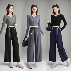 批发高级感西装窄版阔腿裤女春秋2025<b class='q'>新款</b>高腰垂感小个子直筒九分裤子