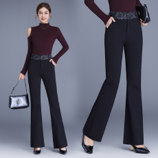 批发高腰微喇裤休闲裤女2025新款秋季工装裤正装西装裤职业<b class='q'>OL</b>黑色裤子