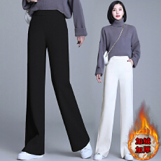 批发宽松型阔腿裤女2025秋冬加绒加厚高腰显瘦条绒<b class='q'>休闲</b>裤直筒裤长裤