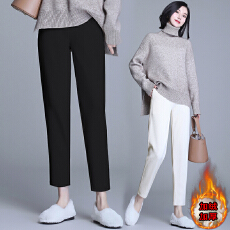 批发哈伦裤女2025秋冬新款加绒加厚高腰简约显瘦<b class='q'>休闲</b>韩版九分直筒裤