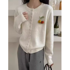 批发网红爆款南瓜装饰圆领针织单排扣简约气质百搭<b class='q'>毛</b>衣开<b class='q'>衫</b>外套上衣女