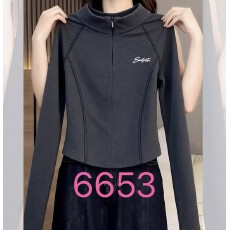 批发2026春季新品修身半拉链立领长袖内搭女灰色字母印花保暖上衣