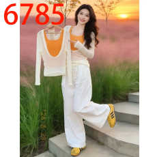 批发橘色方领吊带叠穿<b class='q'>白色</b><b class='q'>长袖</b><b class='q'>T</b><b class='q'>恤</b>女2026夏季泰式多巴胺穿搭漂亮上衣