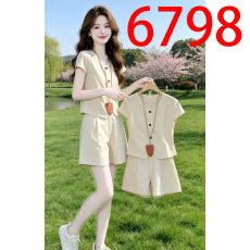 批发韩系复古V领短袖衬衫短<b class='q'>裤</b>套<b class='q'>装</b>女夏季新款修身显瘦通勤<b class='q'>气质</b>两件套