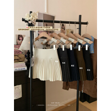 批发实拍实价 设计感毛呢<b class='q'>半身裙</b><b class='q'>女</b>秋冬新款通勤百褶裙显瘦a字短裙子