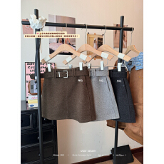 批发实拍实价 秋冬新款毛呢短裙女<b class='q'>高腰</b>显瘦A字包臀防走光呢子短裙女