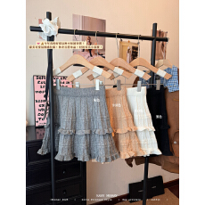 批发实拍实价 秋冬蛋糕针织裙A字短裙<b class='q'>甜美</b>花边高腰针织短裙百搭半身裙