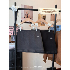 批发实拍实价 毛呢下摆花边短裙女2025秋冬款高腰显瘦<b class='q'>百搭</b>a字半身裙