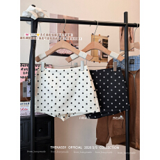 批发现实拍实价 辣妹高腰波点半身裙温柔风<b class='q'>百搭</b>防走光短裙简约