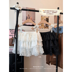 批发现实拍实价 2026春夏新款<b class='q'>蕾丝</b>拼接蛋糕短裙女系带蓬蓬半身裙