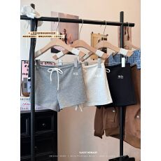 批发现实拍实价 春夏新款辣妹抽绳运动<b class='q'>短裤</b>运动感<b class='q'>高腰</b>包臀A字阔腿裤