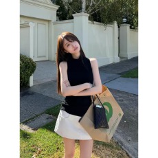 批发美式复古气质堆堆领无袖薄款背心女<b class='q'>春</b>夏季后背扭结设计感百搭上衣