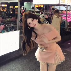 批发辣妹一字肩<b class='q'>针织</b>上衣蕾丝拼接蛋糕裙高级感甜美纯欲风奶乖软妹<b class='q'>套装</b>