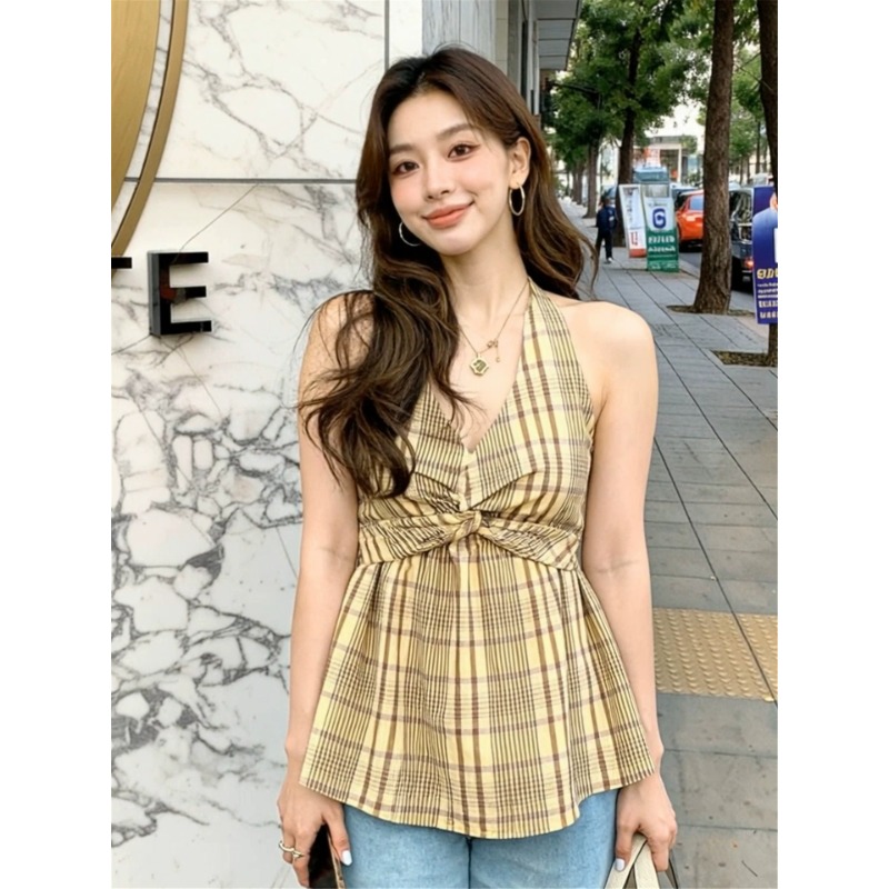 프랑스식 고급 비틀림 스트라이프 오프숄더 행침 목 맨위 여성 2026 여름 새로운 외출용 작은 셔츠 디자인 센스 작은 대중