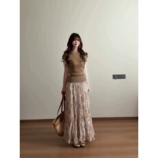 批发韩系休闲套装裙女<b class='q'>夏季</b>小个子巨好看短袖上衣碎花半身长裙子一整套