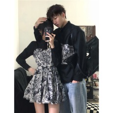 批发中国风<b class='q'>情侣装</b>秋季小众设计感韩版潮流显瘦改良新中式旗袍一裙一衣