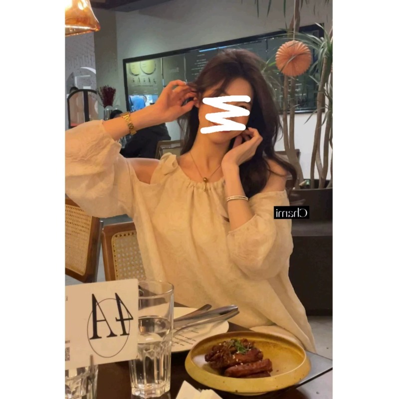 2026 행침 오프숄더 패션 셔츠 여성 긴 소매 봄 여름 새로운 작은 키 루즈핏 차 휴식 캐주얼 맨위
