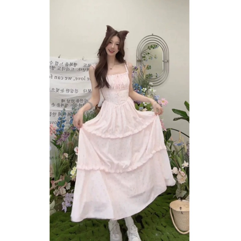 부드러운 바람 품격 슬립 드레스 여성 의류 2026 여름 새로운 패션 도트 무늬 롱 스커트 달콤함 차 휴식 치마