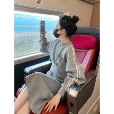 批发<b class='q'>卫衣</b>裙女春秋季欧货套装裙半拉链收腰气质漂亮长裙运动休闲<b class='q'>连衣裙</b>