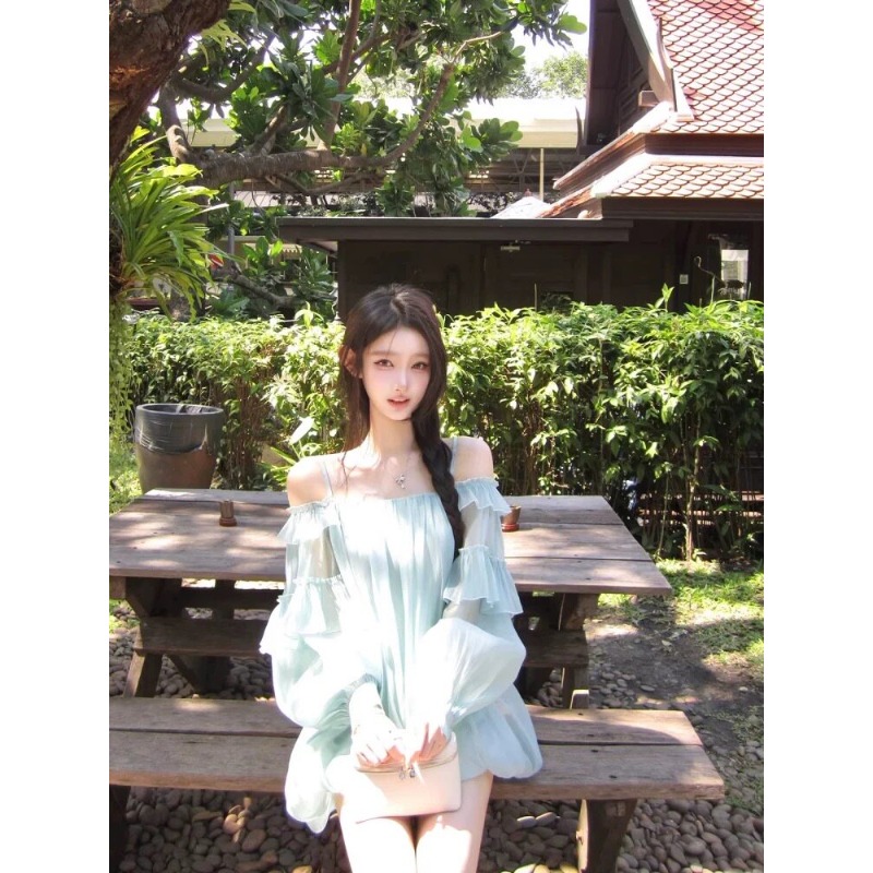 hotdog 핫도그 매우 매운맛 꿈 와일드 갤러리 프릴 꽃밭 슬립 드레스 여성 감기 품격 드레스