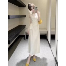 批发法式气质白色淑女风无袖<b class='q'>连衣裙</b>2026夏季新款大方得体收腰长裙女装