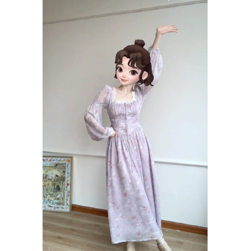 2026 년 가을 새로운 고급 센스 프랑스식 꽃무늬 여성 드레스 가을 의상 롱 스커트 치마 여성 의류 이른 가을 착용 가져 가라.