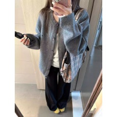 批发芝士~针织女秋季宽松慵懒风休闲高级感<b class='q'>春</b>秋外搭毛衣外套上衣冬