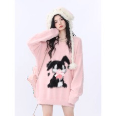 批发芝士~<b class='q'>日系</b><b class='q'>甜美</b>小猫软糯仿貂毛针织衫女秋冬宽松慵懒风毛衣