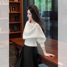 芝士~25新款秋冬时尚轻熟气质淡人高知穿搭氛围感棕色针织上衣