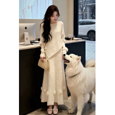 批发深冬装穿搭一整套2025超火巨好看独特漂亮设计感针织毛衣<b class='q'>裙子</b>套装