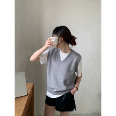 批发2025春秋款叠穿新款宽松复古针织毛衣马甲女背心韩版百搭外穿<b class='q'>外套</b>