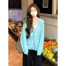 批发镂空针织开衫女早春夏新款宽松外搭<b class='q'>毛衣</b>外套女薄款百搭上衣