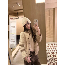 批发蝶宝嘻 温柔粗针羊毛秋季针织开衫花纱立领卷边毛衣外套