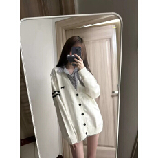 批发韩系温柔老钱风假两件POLO领针织衫女秋冬<b class='q'>情侣</b><b class='q'>学院风</b>高级慵懒外套