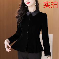 批发丝绒衬衫女士2025秋季新款气质显瘦X<b class='q'>时尚</b>百搭<b class='q'>妈妈装</b>纯色减龄上衣