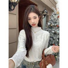 批发实拍实价 冬季时尚加绒半高领打底衫女洋气内搭外穿长袖上衣<b class='q'>T</b><b class='q'>恤</b>