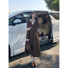 批发实拍实价 假两件灯芯绒连衣裙女收腰设计感a字长裙子<b class='q'>秋</b>冬新款2025