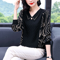 批发妈妈<b class='q'>春</b>秋装洋气针织小衫2025新款中老年女装时尚大码蝙蝠袖上衣