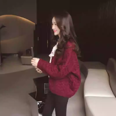 批发网红甜美麻花上衣秋冬季2020新款短款针织<b class='q'>开衫</b>粗线很仙的毛衣外套