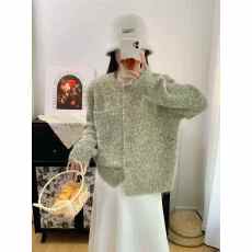 批发秋冬新款美拉德高级感棕色长袖毛衣外套女软糯慵懒风短款<b class='q'>针织</b>开衫