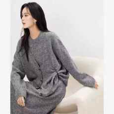 批发<b class='q'>背心连衣裙</b>女长款气质女装感修身显瘦针织开衫连