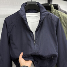 批发加厚加绒夹克男秋冬季2025新款爆款青年通勤休闲立领外套男装纯色