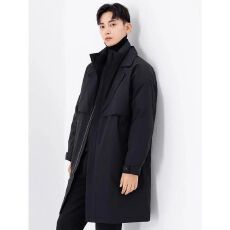 批发羽绒服男士中长款白鸭绒2025秋冬季新款加厚高端潮流休闲风衣外套