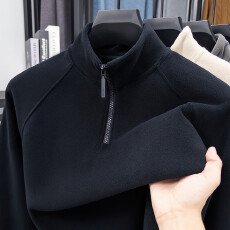 批发德绒半拉链保暖发热立领长袖<b class='q'>t</b><b class='q'>恤</b><b class='q'>男士</b>2025秋冬双面绒磨毛打底上衣