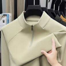 批发加厚双面奥利绒卫衣男冬季休闲纯色半拉链立领打底衫抓绒保暖上衣