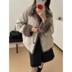 批发<b class='q'>韩国</b>东大门女可拆卸大毛领工装派克服外套慵懒百搭保暖外穿高级感