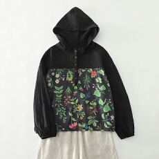 批发实拍 2026春装新款韩范复古印花长袖<b class='q'>衬衣</b>大码女装宽松拼接<b class='q'>衬衣</b>