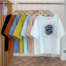 批发实拍 <b class='q'>大码</b>双层棉纱五分袖衬衫女夏宽松显瘦刺绣纯棉圆领衬衫上衣