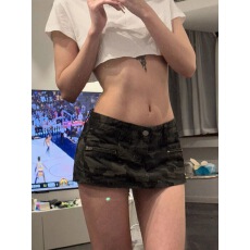 批发大码美式辣妹迷彩牛仔短裙女2025新款低腰修身显瘦包臀半身裙裤子
